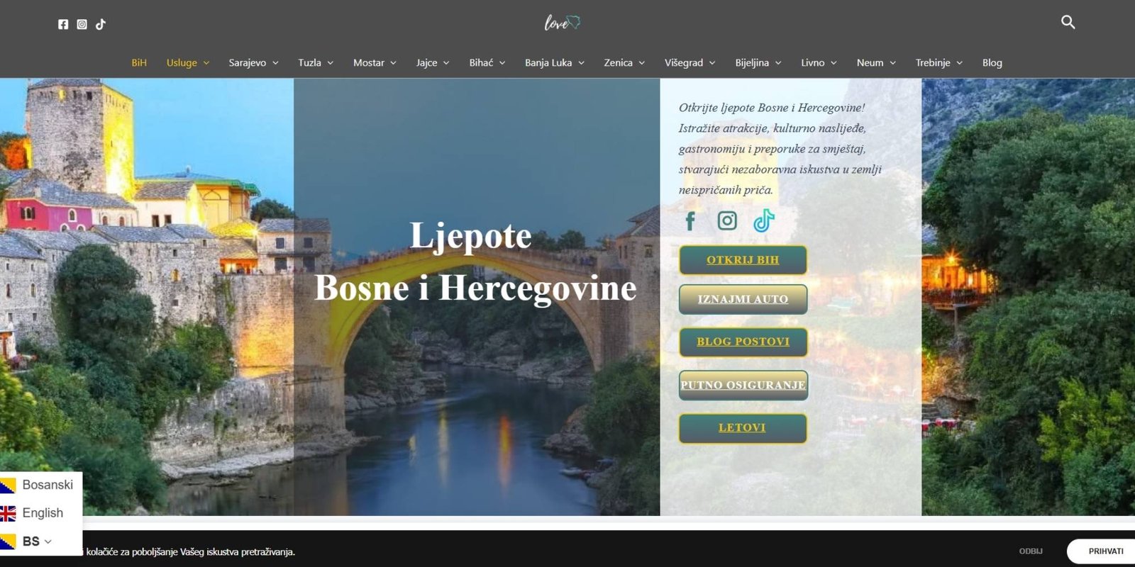 Dizajn stranice LoveBiH, prikaz za portfolio Digistil agencije