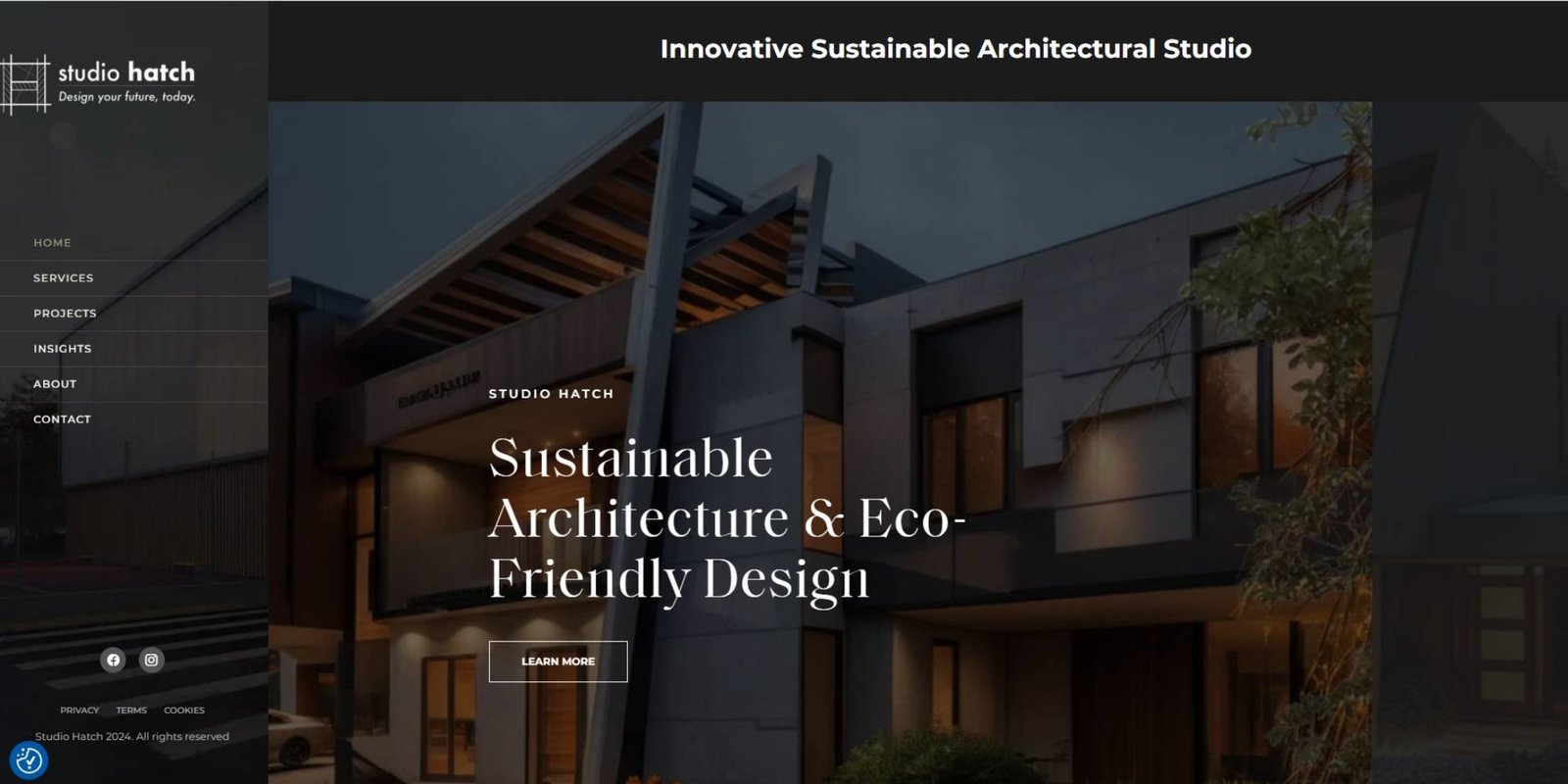 Dizajn stranice Studio Hatch, prikaz za portfolio Digistil agencije